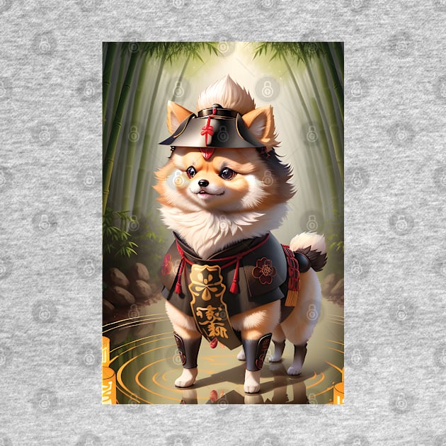 A cute samurai pomeranian by akwl.design